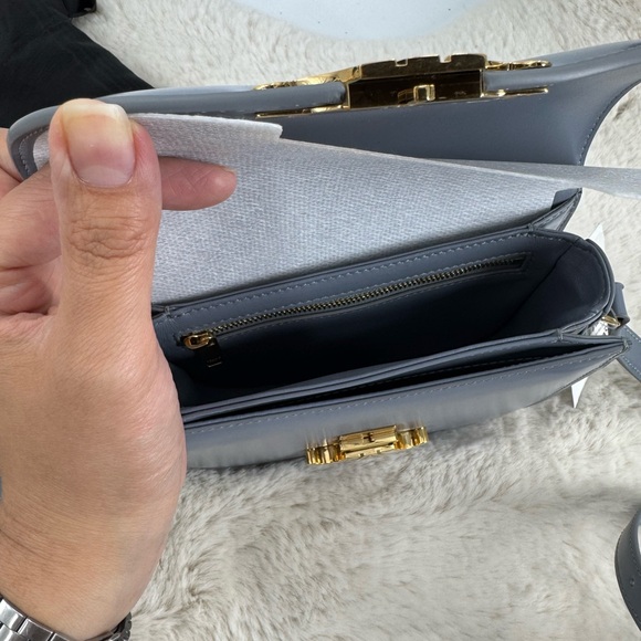Celine Shiny Calfskin Teen Besace Blue Grey Bag